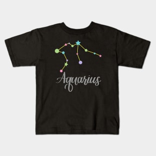 Aquarius Zodiac Constellation in Pastels - Black Kids T-Shirt